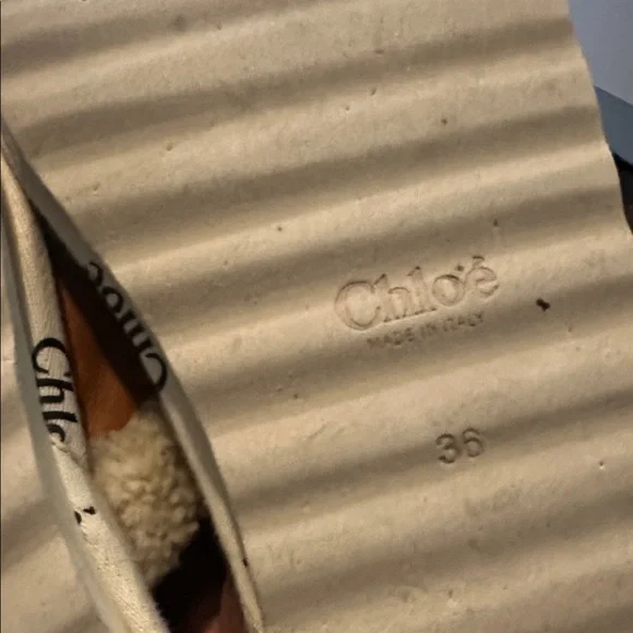Chloe Sherpa + leather slipper + slides indoor / outdoor size 36